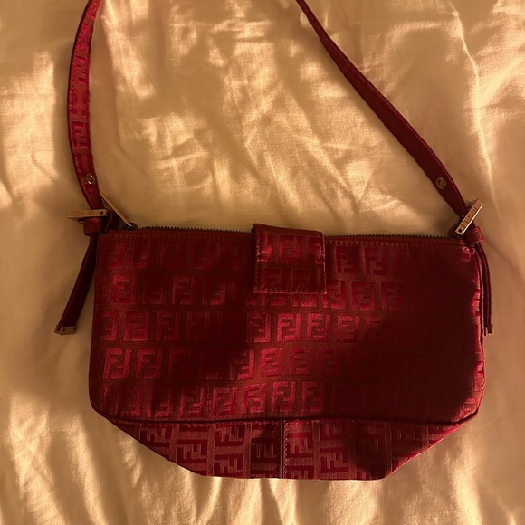 Fendi zucchino baguette red bag handbag - Picture 5 of 6